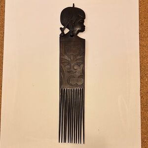 Tribal Comb Face Signed Wood